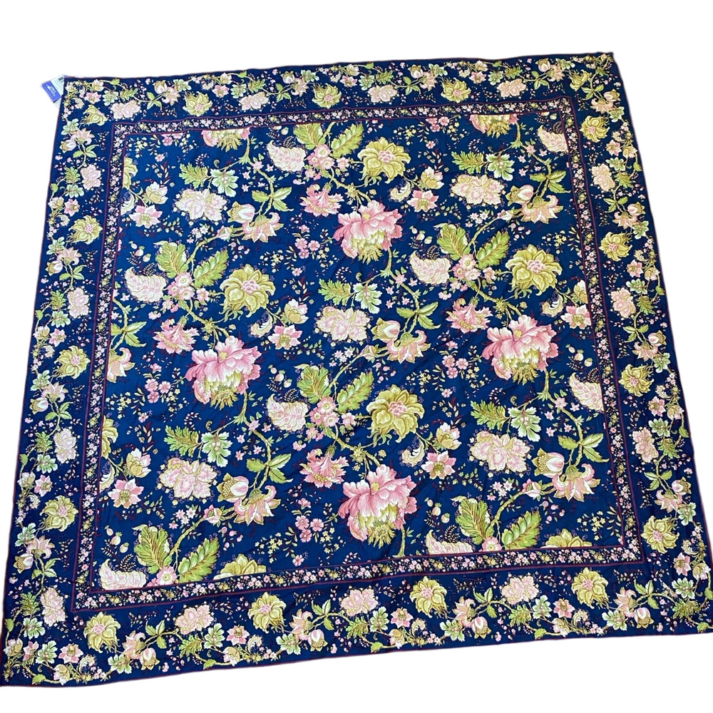 April Cornell Tablecloth Blue Floral 52” Square NWT